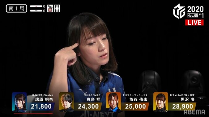 今夜もフォトジェニック 美人雀士・瑞原明奈「こめかみくりくり」でファンのハートをズキュン／麻雀・Mリーグ 1枚目