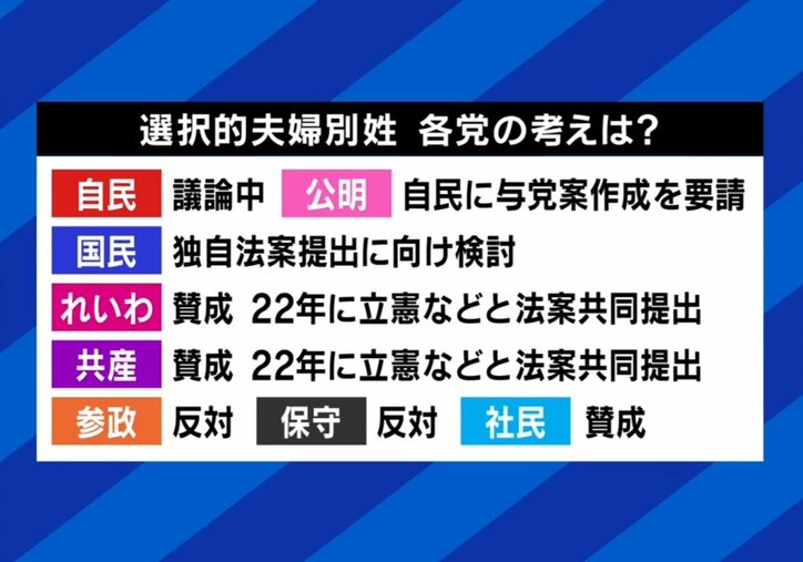 選択的夫婦別姓、各党の考え