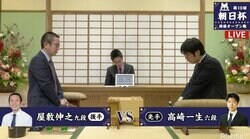 屋敷伸之九段 対 高崎一生六段 対局開始 勝てば今夜、本戦かけもう一局／将棋・朝日杯二次予選
