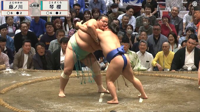 藤ノ川が琴櫻を“ぶん投げた”らスゴイ展開に 著名人2人が揃って「お口あんぐり」 カメラが捉えた面白リアクション「シンクロしてるw」 2枚目