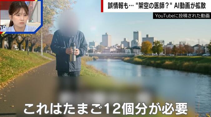 「必要なタンパク質は卵12個分」架空の医師AI動画