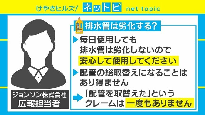 「パイプユニッシュで排水管劣化」のデマが拡散、販売元は「クレームは一度もありません」 2枚目