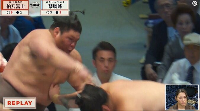 「これはガッカリ」「客に失礼」伯乃富士の立ち合いに館内騒然…怒号、憤りの声も「首の後ろに一発入った。琴勝峰がちょっとフラフラと…」元若乃花も困惑 3枚目