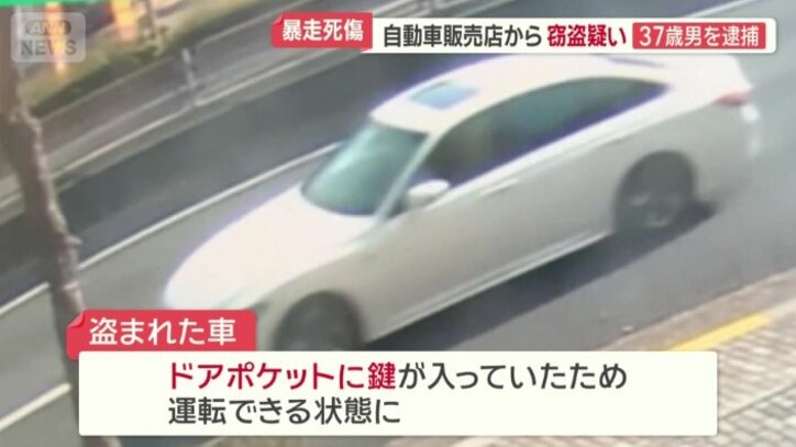 防犯カメラに映る白いセダン