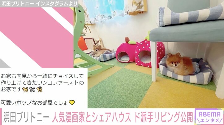「ワンコファーストのお家」浜田ブリトニー、新宿タワマンから一軒家へ引っ越し ド派手リビング公開