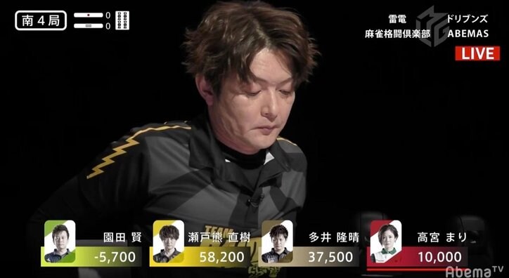 今シーズン最長試合2時間25分の死闘 瀬戸熊直樹、豪打連発で7勝目/麻雀・Mリーグ