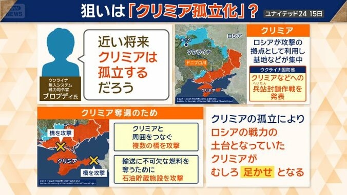 ウクライナ国防省は、クリミアなどへの兵站（へいたん）封鎖作戦を発表
