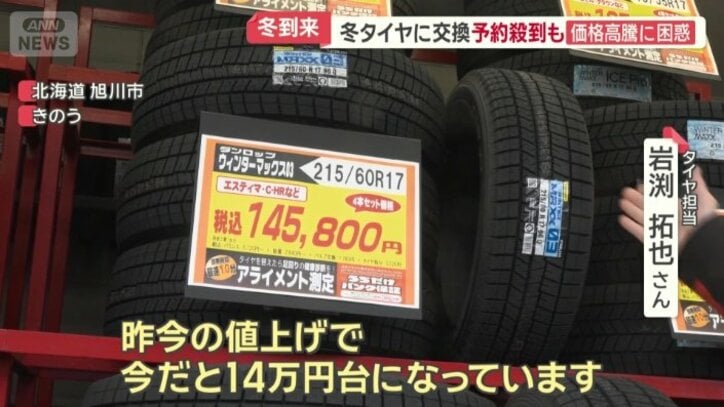 値上げで14万円台になったタイヤ