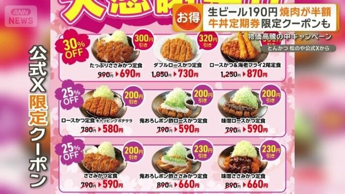 松のやの限定クーポン