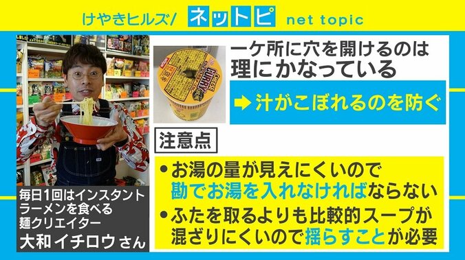 「真ん中に穴を開ければこぼれない」カップ麺のお湯のそそぎ方に反響 2枚目