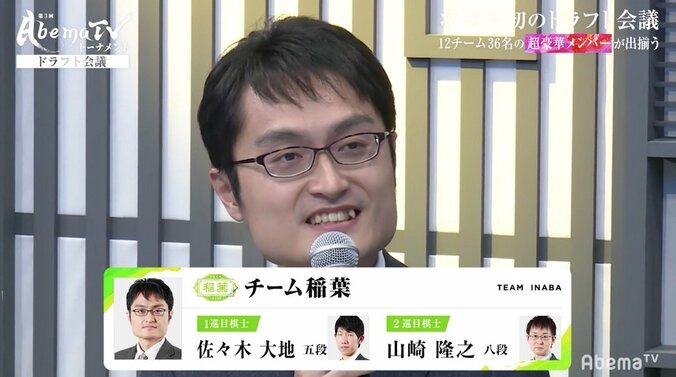 将棋界初のドラフト会議開催！全12チーム・36棋士が決定　藤井聡太七段は2チーム競合／将棋・AbemaTVトーナメント 14枚目