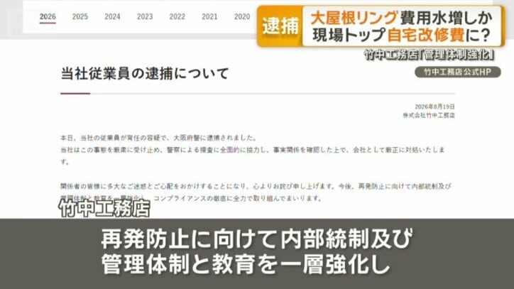 竹中工務店はホームページで…