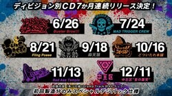 『ヒプノシスマイク』ディビジョン別CD7か月連続リリース決定！ディビジョンメンバーのソロ曲などが収録