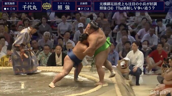 小兵・照強、幕内3場所目で悲願の勝ち越し　77キロ差跳ね返し堂々の押し出し 1枚目