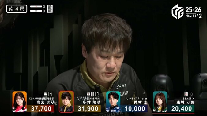 多井が「生まれて一番大きい発声をした」と語った逆転の満貫シーン