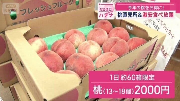 一日約60箱限定の桃