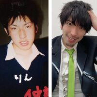 EXITりんたろー。中学生の自分との“2ショット”に「どっちもかっこ良すぎる」「黒髪最強説」と話題