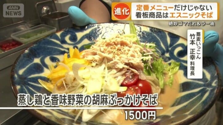蒸し鶏と香味野菜の胡麻ぶっかけそば　1500円