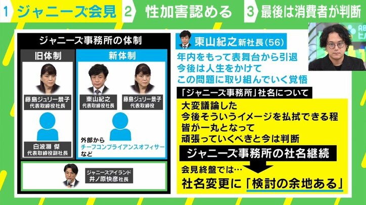 「東山氏が適任」「補償こそが最大の争点」「CM起用、最後は消費者が判断する」ノンフィクションライターの石戸諭氏がジャニーズ会見に持論