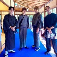 「夢の旅館すぎる…」「画力強い」眞栄田郷敦＆岩田剛典＆金子ノブアキ＆小宮璃央の和装姿にファン歓喜