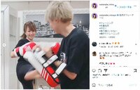 渡辺美奈代＆息子のキックボクシング姿にファン絶賛「楽しそう」「蹴ってる姿も可愛い」