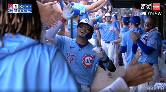 【写真・画像】衝撃2連発は悪球打ち！ 鈴木誠也、ボール球かっ飛ばす29号弾に「えげつないコースホームランにしたな」同僚も思わず首を振り“脱帽”　1枚目