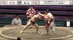 「こわ」「ケンカみたい」かかっておいで…巨漢力士が見せた“隙のない構え”に驚きの声 体重100キロ差対決での珍しい一コマ