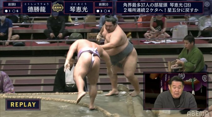 館内騒然、元若乃花はやや困惑の珍事…土俵を踏み外した徳勝龍が背中から落下「きのう琴恵光だったのが、きょうは…」 2枚目