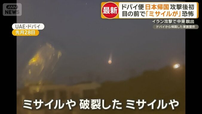UAE・ドバイで破裂して落ちるミサイル