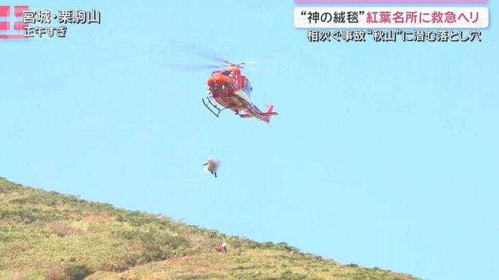 秋の行楽地に“3つの難題” 紅葉名所「神の絨毯」に救急ヘリ 緊迫の一部始終