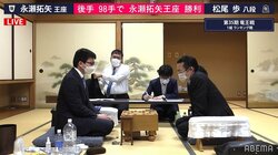 永瀬拓矢王座、準決勝進出で本戦出場に王手 松尾歩八段に快勝／将棋・竜王戦1組ランキング戦