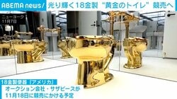 光り輝く18金製の「黄金のトイレ」が競売へ トイレとしても完全に機能 アメリカ