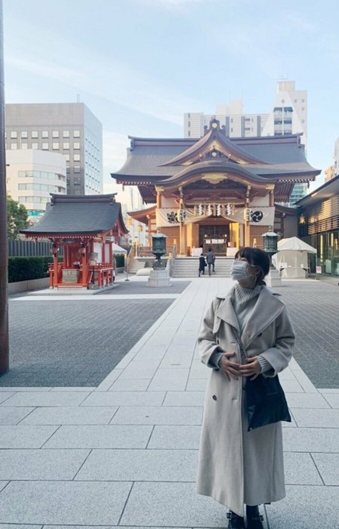 あいのり・桃、第1子の安産祈願のため神社へ「彼も有給とって一緒に」 1枚目