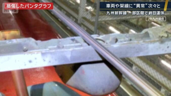 損傷したパンタグラフ