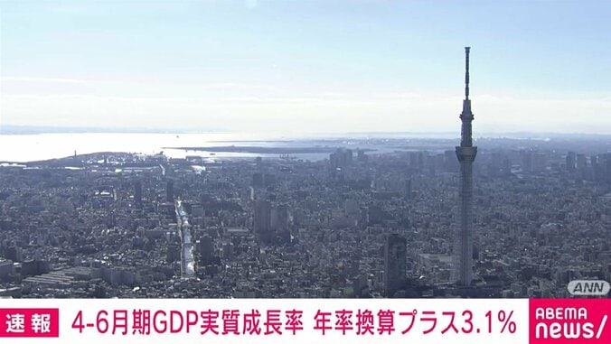 内閣府が4～6月期GDP実質成長率を発表