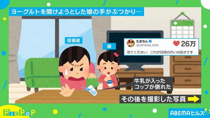 牛乳が入ったコップを倒すと