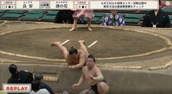「腕危なかったな」行司軍配も差し違った“驚異の突き落とし”に館内どよめく 物凄い体勢で転落も勝利「すごいな着地」驚きの声