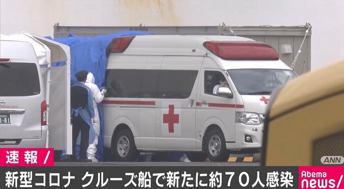 クルーズ船で新たに約70人が感染 乗客・乗員合わせて350人超に 1枚目