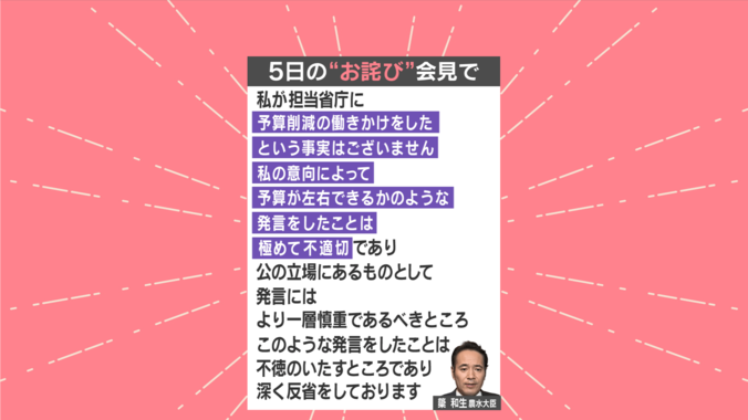 簗大臣のコメント