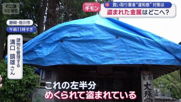 建物の屋根が盗まれた