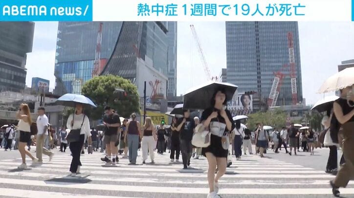 猛暑の中歩く人々
