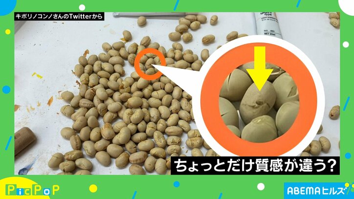 リアルすぎる“木彫りの大豆”が本物と交ざった結果…絶望的な間違い探しに「技術の高さがアダに」「正解見てもわからないよー!」と話題