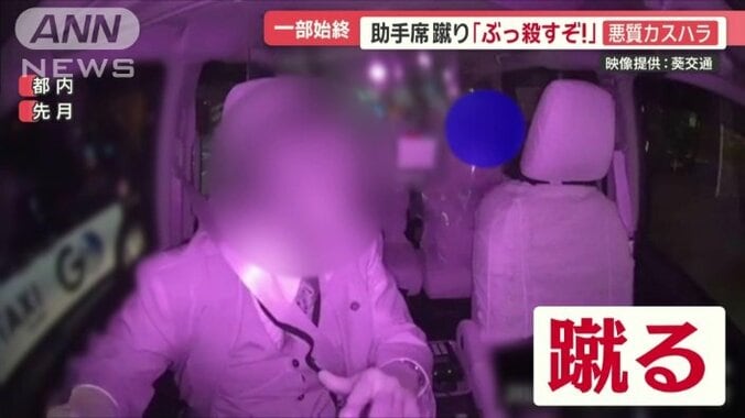 助手席を何度も蹴り付ける