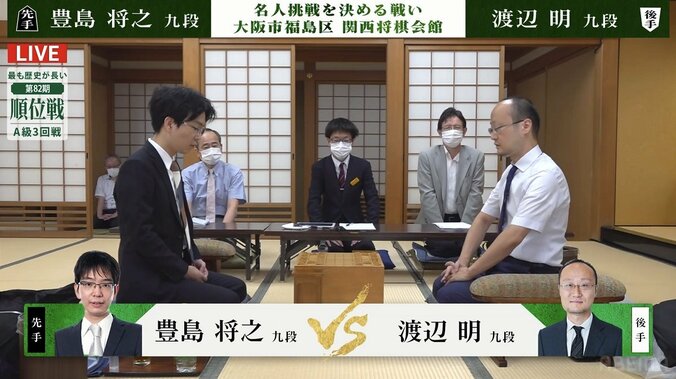 藤井聡太名人への挑戦権をかけたA級3回戦！渡辺明九段VS豊島将之九段の名人経験者による注目の一戦 対局開始／将棋・順位戦 1枚目