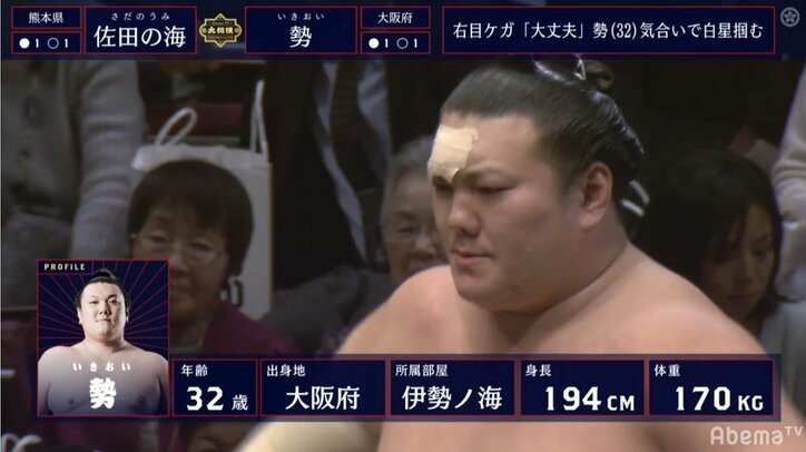 両力士ともおでこに絆創膏…名誉の負傷対決は佐田の海に軍配　館内は流血回避に安堵のため息