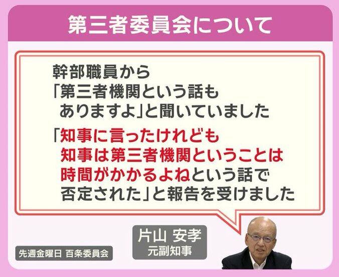 第三者委員会について片山元副知事は