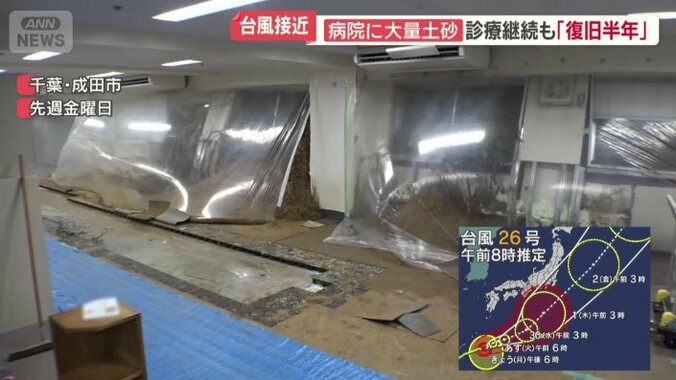 土砂が直撃