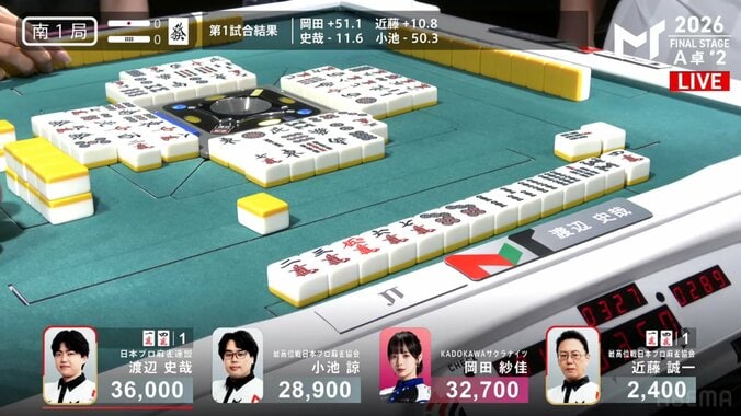 先輩・近藤と一騎打ち！渡辺史哉が競り勝った親跳満