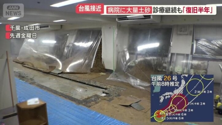 土砂が直撃