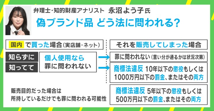 【写真・画像】偽ブランド品を「所有する」「海外で買って持ち込む」「サンプルを売る」違法のボーダーラインは？ “急増”の背景に円安とDupe？　4枚目
